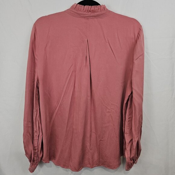 Chicos Womens Top Modal Long Sleeve Ruffle Blouse Size 2 Rose Pink Long Sleeve - Picture 4 of 13